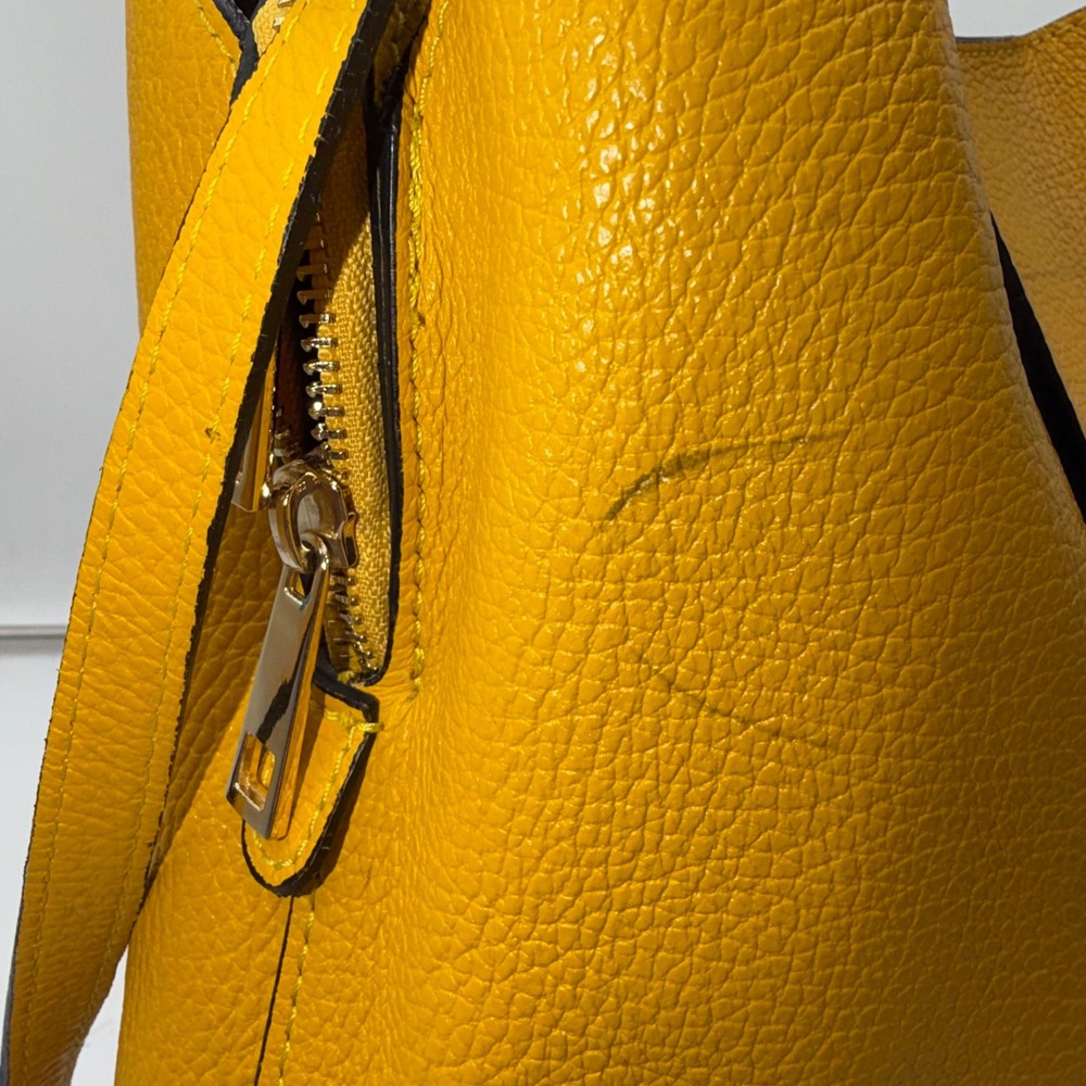 Luana Ferracuti Yellow Pebbled Leather Satchel Bag Made in Italy Crossbody - Picture 7 of 13